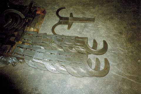 Metal hooks and brackets overhead